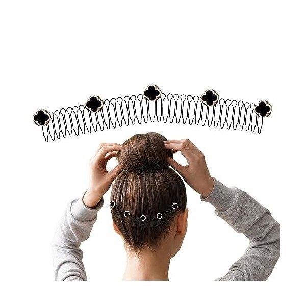Stretchable Invisible Hair Clips - Peigne fixateur de finition de cheveux en forme de U,Pince Plate Cheveux, bandeaux de peig