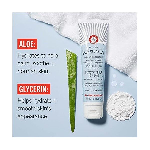 First Aid Beauty Nettoyant Visage 2 En 1, Avec Stimulant antioxidant FAB, Nettoie et Purifie en Douceur 142 g , pour Peaux S ...