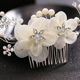 YUMIN Romantique Accessoires De Cheveux De Mariage Pour La Mariee Elegante Fleur Plante Avec Strass Cheveux peigne Perle Femm