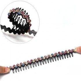 FSSTUD Lot de 4 peignes en plastique avec strass pour cheveux - Pour femme et fille