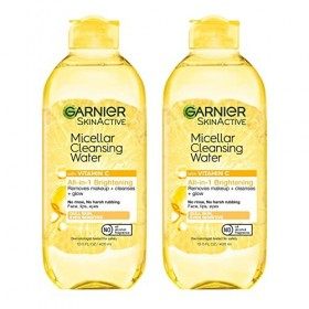 Garnier SkinActive Eau nettoyante micellaire avec vitamine C, pour nettoyer la peau, enlever le maquillage et éclaircir la pe...