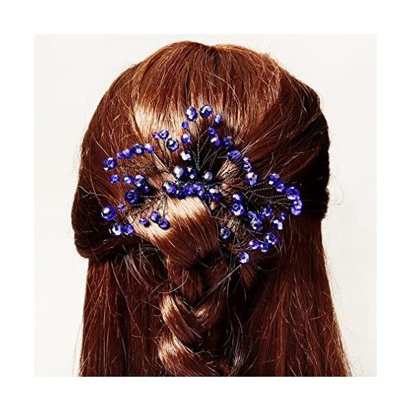 Bridal Hair peigt bleu strass de cheveux épingle à cheveux cristallines