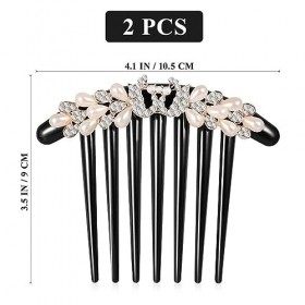 Pearls Hair Side Combat Pearl Hair peigt Crystal décor Plastic twist pong avec 7 dents peigne pour les femmes filles paon, f