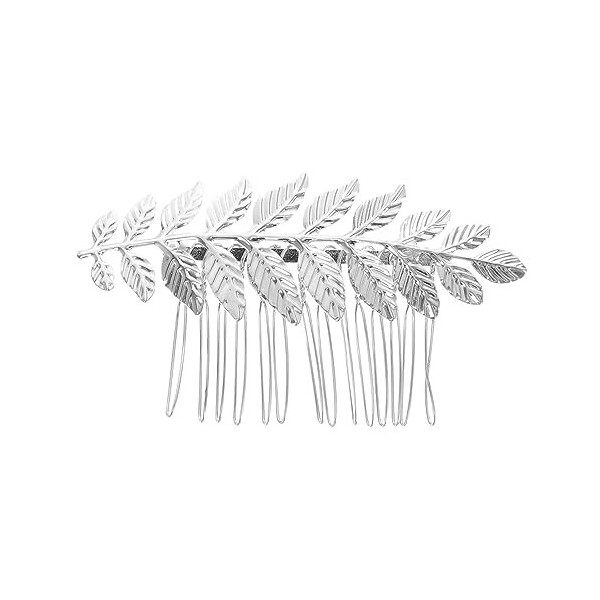 FRCOLOR Argent Barrettes Argent Argent Casque Cheveux Peigne Clip Argent Mariée Peigne Barrette Cristal Peigne Cheveux Feuill