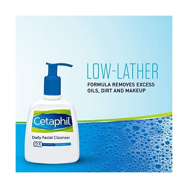 Cetaphil Lot de 3 flacons de nettoyant quotidien pour le visage pour peaux normales à grasses 236,8 ml Crème Jour et Nuit