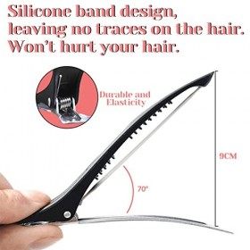 Pince Crocodile Cheveux 5 Pieces, Noir Pinces à Cheveux Antidérapantes Sans Trace de Canard, Plastique Coiffeur Pince, Pinces