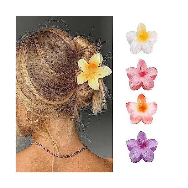 IOSPKKIO® Lot de 4 pinces à cheveux en forme de fleur - Fixation forte - Grandes pinces à cheveux pour cheveux épais - Antidé