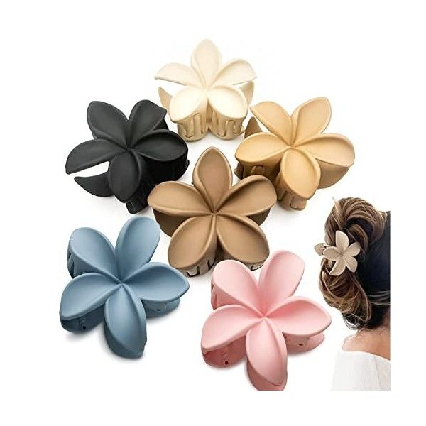 Lot de 6 pinces à cheveux en forme de fleur antidérapantes mates pour femme - Accessoires de coiffure mignonnes