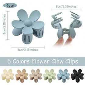 XIXKOLYU® 6PCS Pinces à cheveux fleur mates, grandes pinces à griffes pour femmes cheveux épais/fins, grandes pinces à cheveu