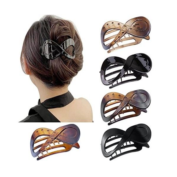 Kavya Pince à Cheveux Noir Vintage, Grande Pince Cheveux Femme Epais Grosse Barrette Cheveux Femme Fille, Pince a Cheveux Fem