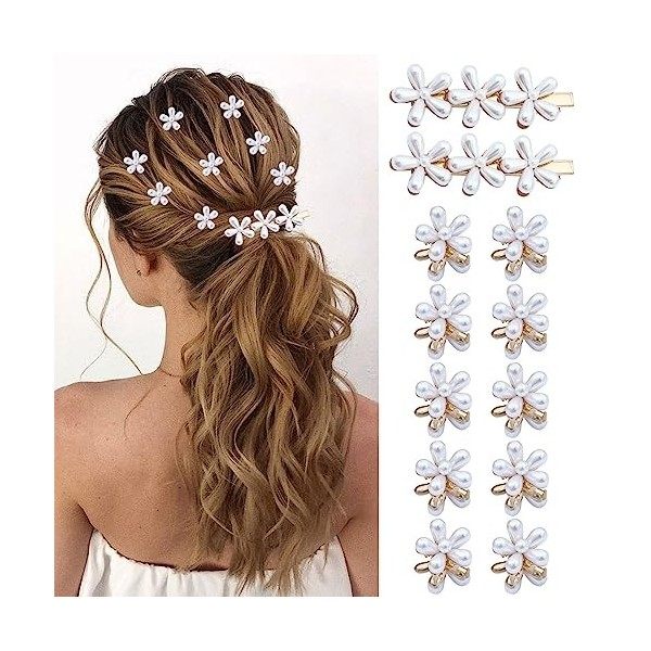 Lot de 10 Mini Mini Pinces à Cheveux en Diamant, Mini Pince à Cheveux en Forme de Fleur, Griffe en Métal Accessoires pour Che