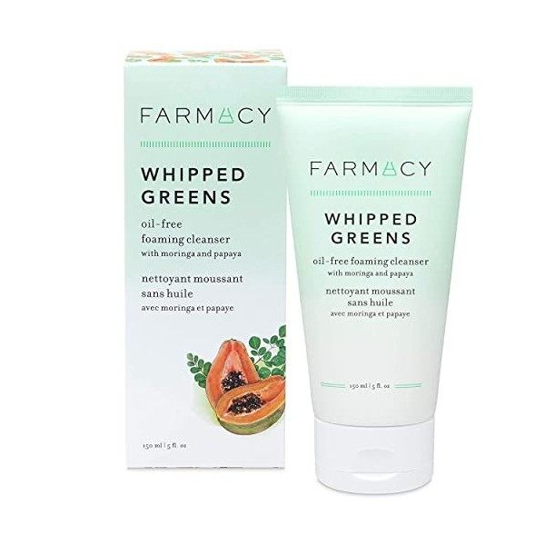 Farmacy Whipped Greens Lavage du visage - Nettoyant moussant pour le visage sans huile pour peaux mixtes et grasses 5,0 fl o