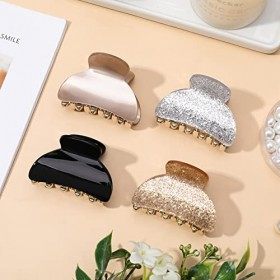 Fuyamp 4 Pièces Pinces à Cheveux Crabe, Pinces à Cheveux Antidérapantes Acrylique Pince à Griffe de Cheveux Colorée Coiffures