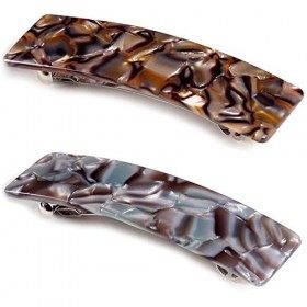 2 Pièces grosse barettes cheveux femme,Rectangle Pince à Cheveux Barrettes Clip Français,Automatique grande barrette cheveux 