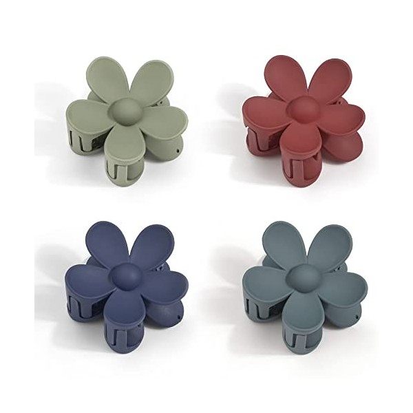 MiDoDo 4pcs Barettes Cheveux Fille Femme Fleur, Pince à Cheveux Fleur Mate antidérapante forte grip femmes minces grandes pin...