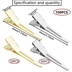 HUAZIZ Paquet de 100 Pinces à Cheveux en Métal ,4.5cm Pinces à Cheveux Duck Bill, Pinces à Alligator, Clips de Coupe, Assorti