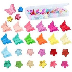 100 Pièces Mini Pinces à Cheveux Papillons Fleur, FITDON Pinces à Griffes de Cheveux Petites Clips Cheveux Barettes avec Boît
