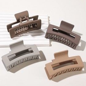 Pinces à cheveux épaisses et fines pour femme - Grandes pinces à cheveux mates - Pinces rectangulaires moyennes - Pinces soli