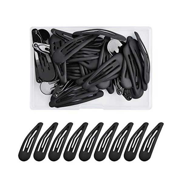 30Pcs Snap Cheveux Clips, 5 cm Barrettes à Cheveux, Barrettes à Cheveux en Métal, Pinces à Cheveux pour Femmes Filles Enfants