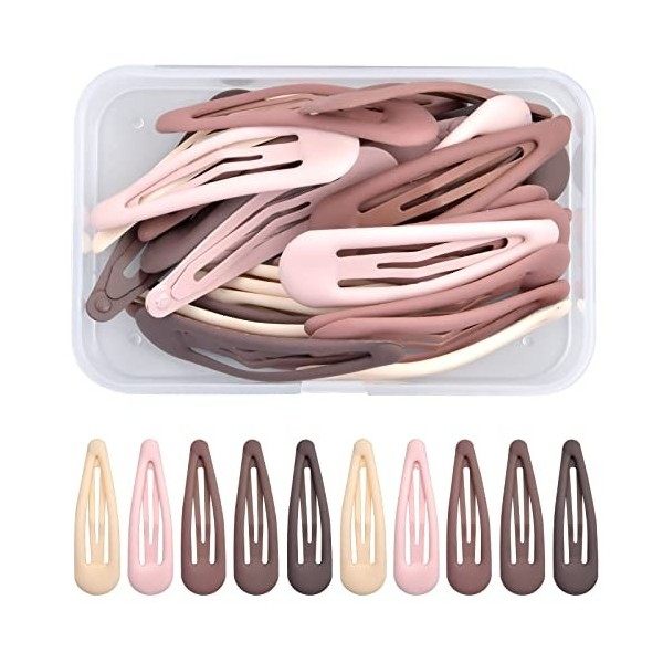 30Pcs Snap Cheveux Clips, 5 cm Barrettes à Cheveux, Barrettes à Cheveux en Métal, Pinces à Cheveux pour Femmes Filles Enfants