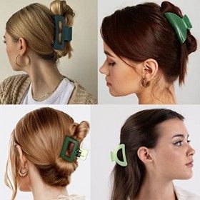 LILIE&WHITE Lot de 4 pinces à cheveux pour femme Vert