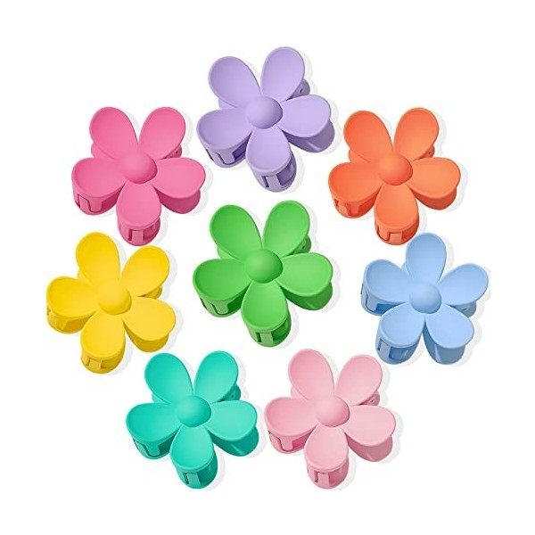 Flower Hair Claw Clips 8PCS Large Claw Clips Big Cute Hair Clips Large Hair Jaw Clips For Women Girls Thick Hair Large Daisy 