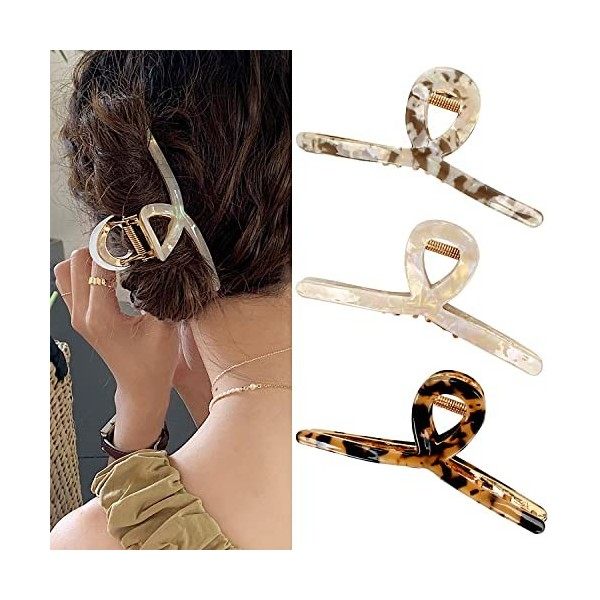 Lot de 4 grandes pinces à cheveux en forme de papillon pour femme - 13 cm - Grande pince à cheveux pour filles - Accessoires 