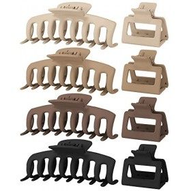 Lolalet 8 Pinces à Cheveux à Double Dents, Pince Crabe, Hair Claw Clip, 4 Grande 4 Moyenne avec Couleur Différent