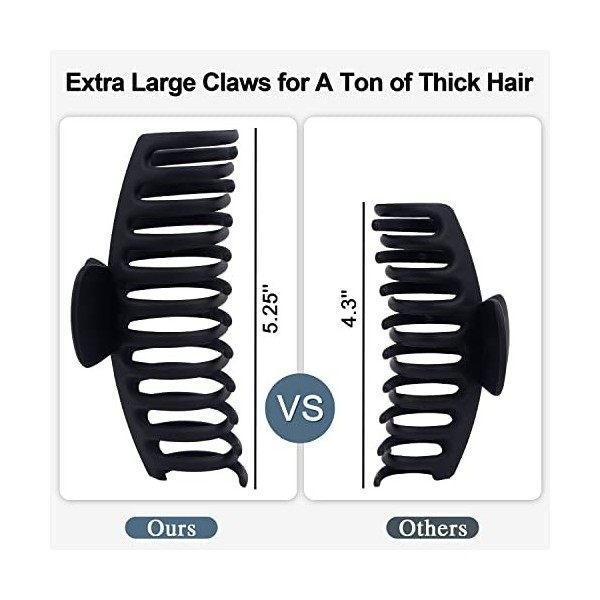 Lot de 4 pinces à cheveux extra larges pour cheveux épais, 13 cm - Forte tenue pour femme, extrêmement grandes pinces à cheve