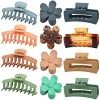 RVUEM 12 PCS Large Hair Claw Clips Flower Claw Hair Clips Rectangle Big Claw Clips for Women Girls, 3 Styles Non Slip Strong 