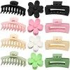 RVUEM 12 PCS Large Hair Claw Clips Flower Claw Hair Clips Rectangle Big Claw Clips for Women Girls, 3 Styles Non Slip Strong 