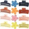 RVUEM 12 PCS Large Hair Claw Clips Flower Claw Hair Clips Rectangle Big Claw Clips for Women Girls, 3 Styles Non Slip Strong 