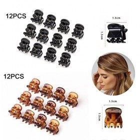 lumcov 24 Pièces Mini Pinces à Cheveux,1.5 cm Petites Pinces à Cheveux Antidérapantes en Plastique,Mini Pinces à Griffes de C