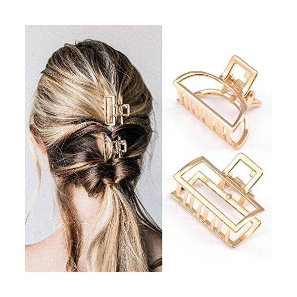Runmi Lot de 2 pinces à cheveux dorées en métal - Design français - Accessoires pour cheveux pour femmes et filles