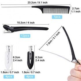 20pcs Pince Cheveux with Peigne à Queue, 12 Pince à Cheveux Crocodile & 8 Pinces Cheveux Sans Plis with Peigne Antistatique P