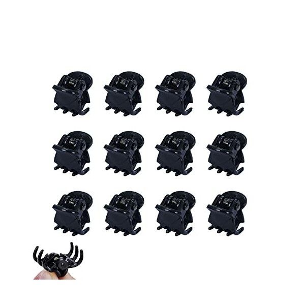 12 Pinces à Cheveux Petites - Résine Et Acier - Noir, Pour Mariage Ou Quotidien