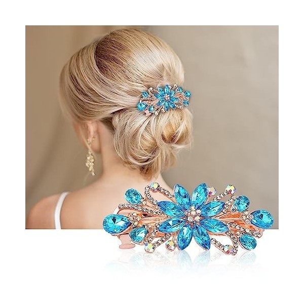 Pinces à cheveux en diamant pour femme Pinces à cheveux de mariage Vintage Fleur Style Barrettes Cristal Strass Barrette à ch