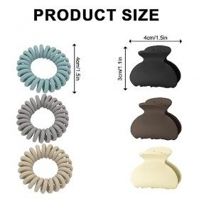 Tadipri 3 Petites Pinces À Cheveux À Double Dents Avec 3 Élastiques À Cheveux, Mini Pince Crabe De Couleur Différente, Access