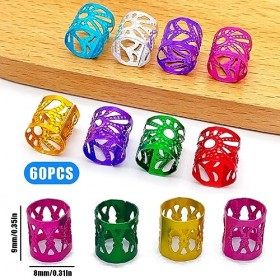 Jitnga 60 Pièces Perles De Cheveux Vikings Spiral Coils,Réglable Dreadlocks Accessoires Cheveux,Bijoux Cheveux Tresse En Méta