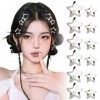 12pcs Barrettes EtoilePinces cheveux à Pression Y2k Etoiles en Métal Argentée Anti-Dérapant pour Coiffure Femme Fille