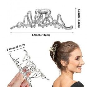 Pinces Cheveux, 2 Pièces Pince Cheveux Metal, Forme Donde Grande Pince Cheveux, Cheveux Antidérapante Femme, Pince pour Chev