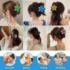 6 Pièces Pinces à Cheveux, Multicolore Flower Claw Clips, Antidérapante Pince Fleur, Hawaiian Flower Hair Clips Claw pour Fem