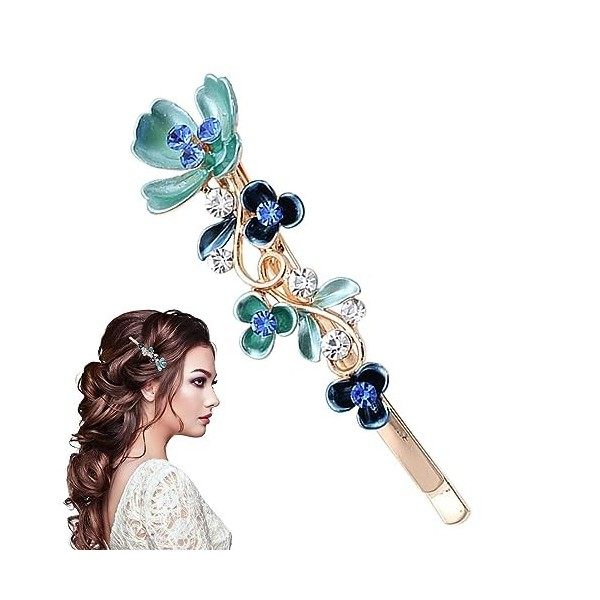 Barrette Fleur Rétro | Petite pince à cheveux en alliage avec strass pour filles - Barrettes de coiffure à lancienne pour la