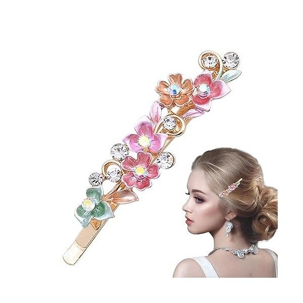 Barrette Fleur Rétro | Petite pince à cheveux en alliage avec strass pour filles - Barrettes de coiffure à lancienne pour la