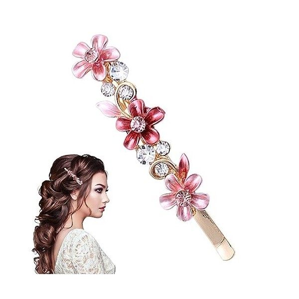 Barrette Fleur Rétro | Petite pince à cheveux en alliage avec strass pour filles - Barrettes de coiffure à lancienne pour la