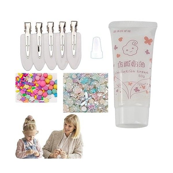 Épingle À Cheveux De Colle Crème Bricolage, Ensemble De Bijoux Faits À La Main - Colle Crème Avec Accessoires En Résine De De