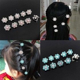 10 pièces/lot nouveau mariage nuptiale pinces à cheveux filles petits accessoires fleurs mignon cristal métal couvre-chef min