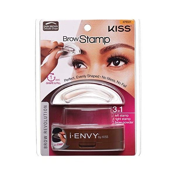 i-Envy by Kiss Brow Stamp for Perfect Eyebrow KPBS01 - Dark Brown/Delicate Shape by i.Envy