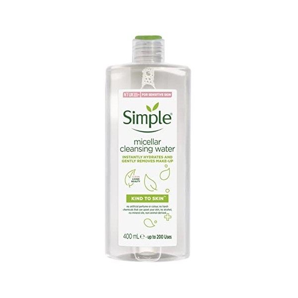 Simple Micellar Cleansing Water 400ml Large Bottle Crème Jour et Nuit