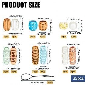 NICENEEDED Cheveux Perles Bijoux, Cheveux Bobines Anneaux pour Tresse, Perles Colorées Tube Locs Dreadlocks Imitation Bois Pe